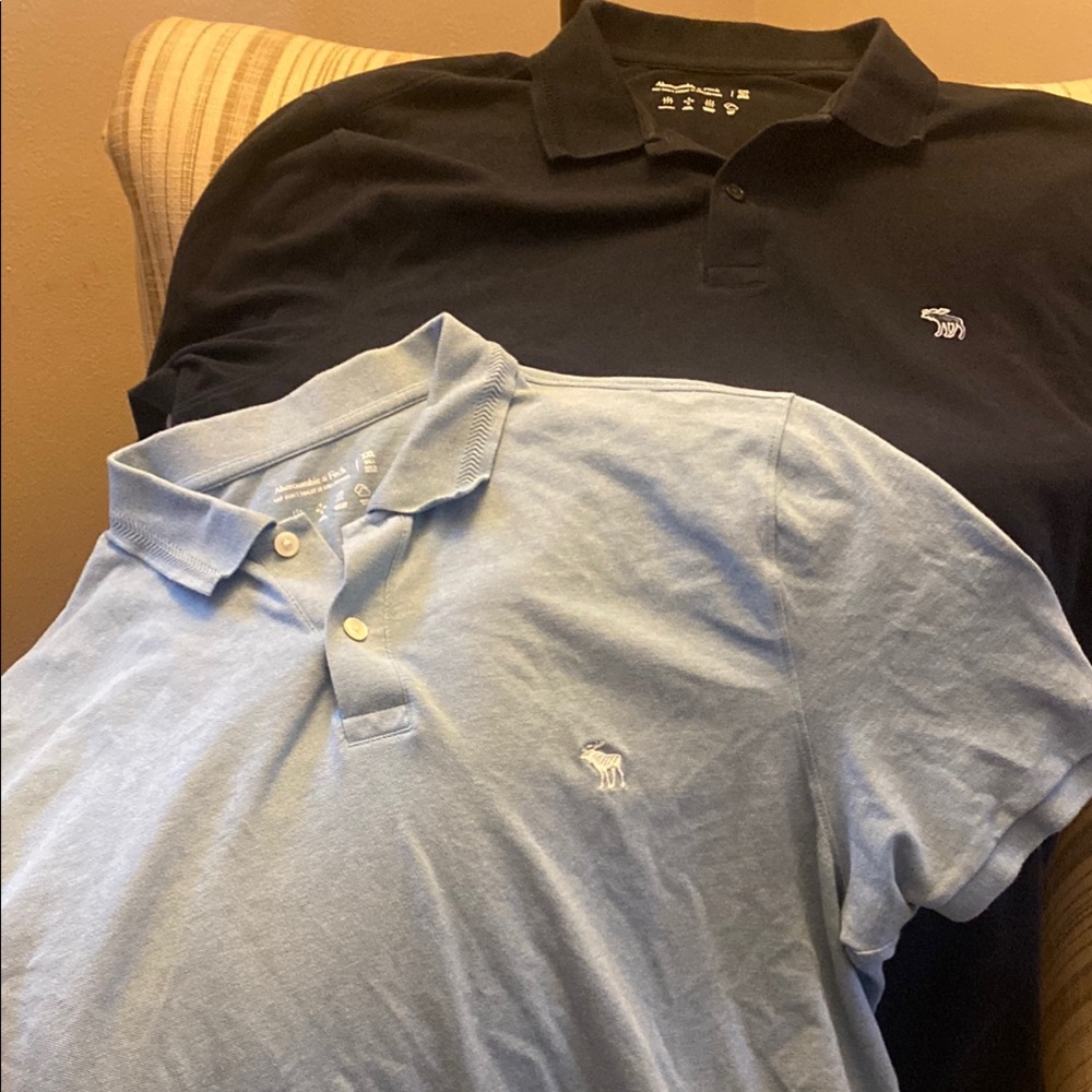 Abercrombie & Fitch Men's Classic Polo Shirt - Light Blue / Navy